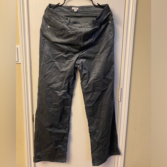 Women’s Size 14 (Brand: J~Jill) SmokeySage Green velveteen pants (orig: $109) - Picture 2 of 4